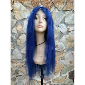Sapphire blue human hair custom dyed lace front wig